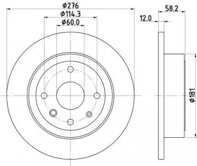 Гальмівний диск зад. Epica 05- 2.0-2.5 (PRO) HELLA 8DD355116-991