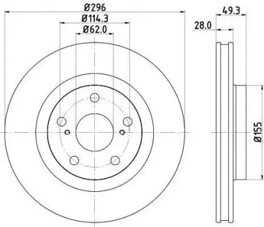 Тормозной диск перед. Auris/Prius/Raw4 06- HELLA 8DD355118561