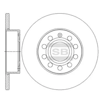Диск гальмівний (кратно 2) задній Audi A3 (06-) (D=259.8mm) HI-Q Hi-Q (SANGSIN) SD5407