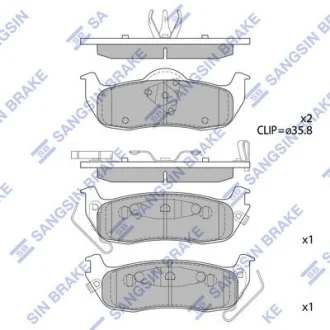 Колодки гальмівні задні Jeep Commander (06-), Grand Cherokee (-10) HI-Q Hi-Q (SANGSIN) SP1512