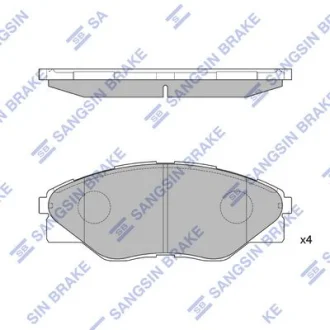Колодки тормозные передние Toyota Hilux III (05-) Hi-Q (SANGSIN) SP1544