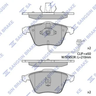 Колодки гальмівні передні Audi A6 (4B2,C5) (-05) HI-Q Hi-Q (SANGSIN) SP1705