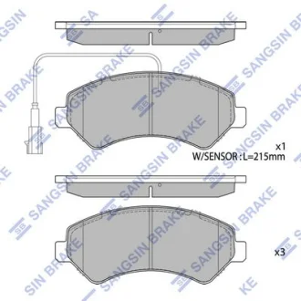 Колодки тормозные передние Citroen Jumper (06-), Fiat Ducato (250) (06-), Peugeo Hi-Q (SANGSIN) SP1716A