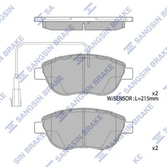Колодки тормозные передние Fiat Liana (07-), Punto (05-), Fiat 500 (08-) Hi-Q (SANGSIN) SP1746