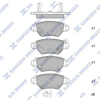 Колодки тормозные задние (дисковые) Opel Zafira (-05), Astra G (-05) Hi-Q (SANGSIN) SP1759