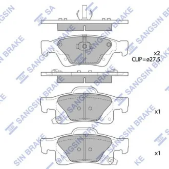 Колодки гальмівні задні Dodge Durango (-20), Jeep Grand Cherokee IV (WK,WK2) (11-) HI-Q Hi-Q (SANGSIN) SP1946