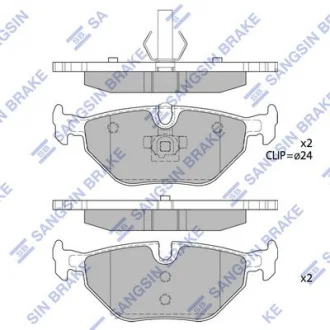 Колодки тормозные задние (дисковые) BMW 3 (-05), 5 (01-), SAAB 9-5 (YS3E) (-09) Hi-Q (SANGSIN) SP2162