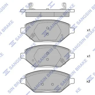 Колодки гальмівні передні Chevrolet Spark (16-) HI-Q Hi-Q (SANGSIN) SP4278
