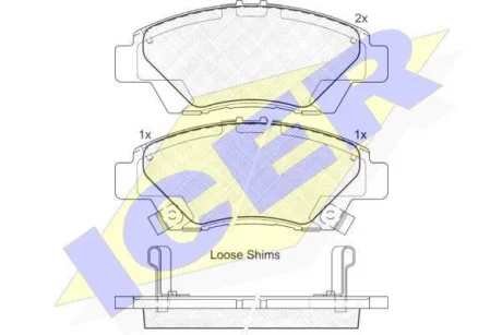 Колодки гальмівні (передні) Honda Jazz 01-/City/Freed 08-/Insight 09- ICER 181906