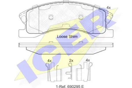Колодки гальмівні (передні) Jeep Grand Cherokee II 99-05 ICER 182075