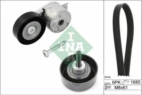 Комплект поликлинового ремня (с роликами) FORD GALAXY II, MONDEO IV, S-MAX 1.8D 05.06-06.15 INA 529 0218 10
