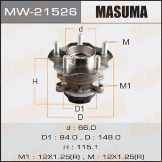 Ступица колеса задн Nissan QASHQAI, X-TRAIL/ T31 (с ABS) MASUMA MW21526