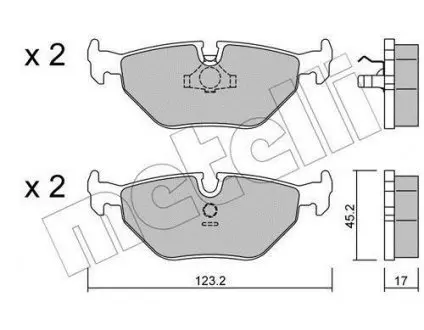Колодки тормозные (задние) BMW 3 (E30/E36/E46) 90-98/5 (E34)-97 (Teves) Metelli 22-0125-0