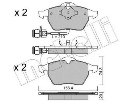 Колодки тормозные (передние) Audi 100 90-94/Audi A6 94-97 (+датчики) Metelli 22-0181-0