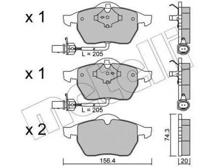 Колодки тормозные (передние) Audi A6 97-05 (с датчиком) Metelli 22-0181-3