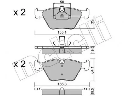 Колодки тормозные (передние) BMW 5 (E39) 96-04/3 (E46) 00-06 Metelli 22-0207-0
