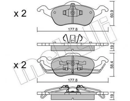 Тормозные колодки (передние) Ford Focus 98-05 Metelli 22-0291-0