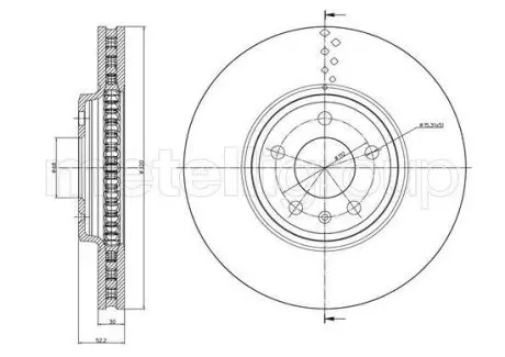 Диск тормозной (передний) Audi A4/A5/Q5 07-17 (320x30) (с покрытием) (вентилированный) Metelli 23-1031C
