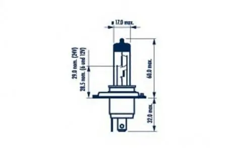 Лампа накаливания H4 12V 60/55W P43t STANDARD blister 1шт NARVA 48881B1
