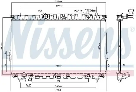 Радиатор охлаждения HYUNDAI SANTA FE (SM) (00-) NISSENS 67030