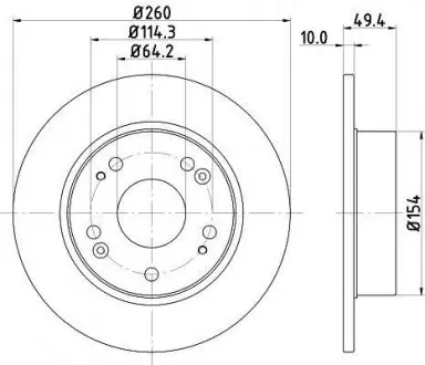 Диск тормозной задний Honda Accord 2.0, 2.2, 2.4 (03-08) NISSHINBO ND8004K