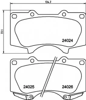 Колодки тормозные дисковые передние Strong Ceramic Toyota Land Cruiser 200 4.0WD (12-17)/Toyota Land Cruiser Prado 2.7, 3.5, 4.0 (10-17) NI NISSHINBO NP1162SC (фото 1)
