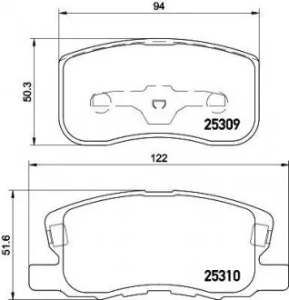 Колодки тормозные дисковые передние Mitsubishi Colt 1.1, 1.3, 1.5 (04-12) NISSHINBO NP3020