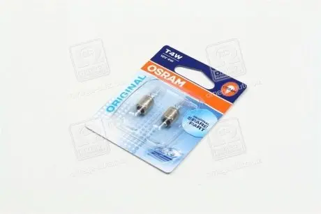 Лампа допоміжн. освітлення Т4W 12V 4W ВА9s (2 шт) blister OSRAM 3893-02B