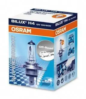 Лампочка Super Bright галоген H4 (10 шт, 12 В, 90/100 Вт, тип гнізда: P43T без гомологічного сертифікату) OSRAM 62204
