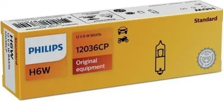 Автолампа H6W 12V6 WBAX9s PHILIPS 12036CP