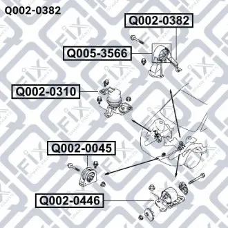 Подушка двигуна АКПП (задня) Q-fix Q002-0382