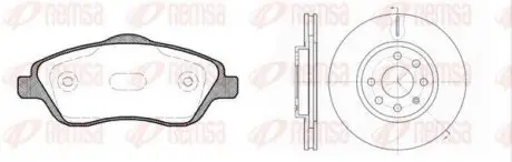 Комплект: 2 диска+ 4 колодки гальмівних REMSA 8774.03