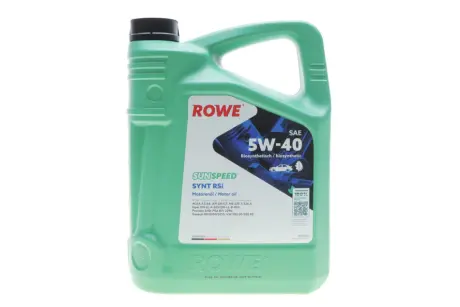 Олива моторна SUNSPEED SYNT RSi SAE 5W-40 (5 L) ROWE 4920068-0050-99