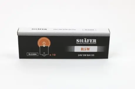 Лампа накалювання 24V 5W R5W BA15S (картонна упаковка по 10шт) SHAFER SL2204