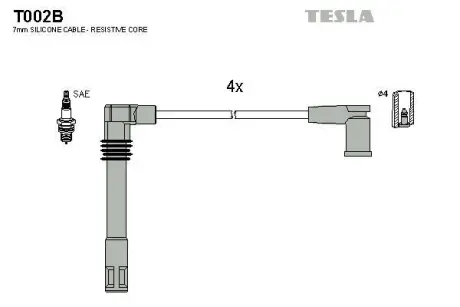 Провода высоковольтные (к-кт) SKODA OCTAVIA I 1.8i BLATNA TESLA T002B
