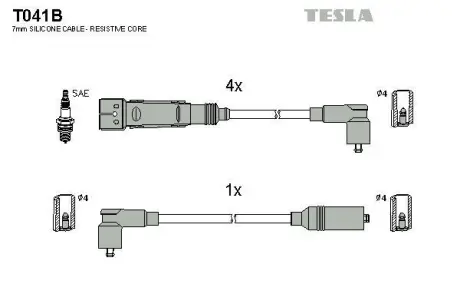 Провода высоковольтные (к-кт) SKODA OCTAVIA I 1.6i BLATNA TESLA T041B