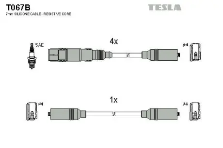 Провода высоковольтные (к-кт) VW SHARAN (95-10) 2.0i BLATNA TESLA T067B