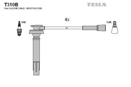 Провода высоковольтные (к-кт) SUBARU FORESTER (02-08) 2.0, 2.5i BL TESLA T310B