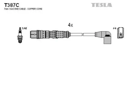 Провода высоковольтные (к-кт) VW POLO IV 1.6i BLATNA TESLA T387C