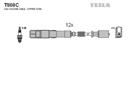 Провода высоковольтные (к-кт) MB C-CLASS (W203), E-CLASS (W210,W211) TES TESLA T808C