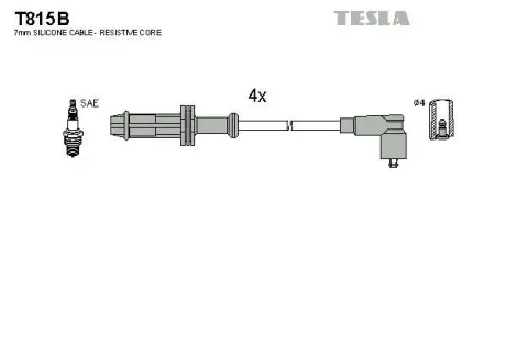 Провода высоковольтные (к-кт) CITROEN BERLINGO (96-11) 1.1, 1.4i B TESLA T815B