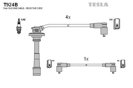 Провода высоковольтные (к-кт) TOYOTA AVENSIS (T22) 1.6i BLATNA TESLA T924B
