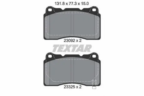 Колодки гальмівні (передні) Honda Civic 12-/Mitsubishi Lancer 95-15/Subaru Impreza 99-13 (Brembo) Q+ TEXTAR 2309204