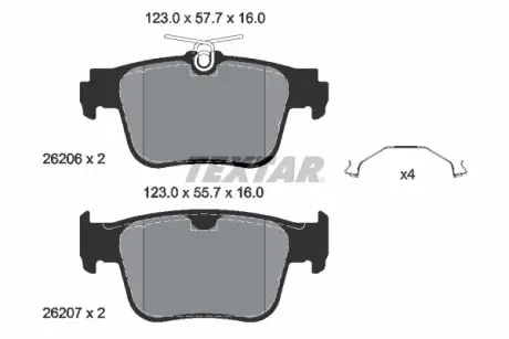 Колодки тормозные (задние) Audi A3/Skoda Octavia/VW Golf VIII 1.4/2.0 TSI 20-(ATE) TEXTAR 2620601