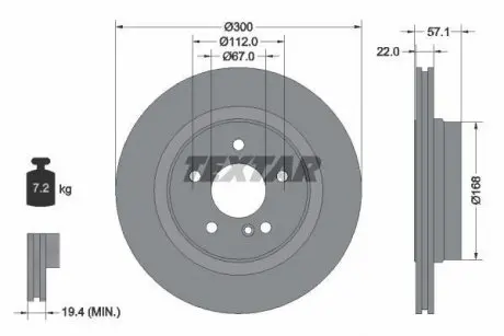 Диск тормозной (задний) MB C-class (W204/S204/C204) 07- (300x22) PRO+ TEXTAR 92163605