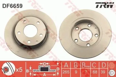 Диск тормозной задн лев/прав MAZDA 3, 3/HATCHBACK, CX-3, CX-30 1.5-2.2D TRW DF6659