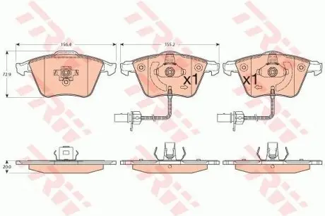 Колодки Тормозные (передние) Audi A4/A6/A8 02- (Teves) Q+ TRW GDB1554