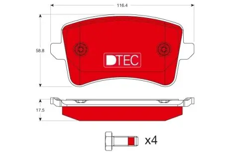Керамические Тормозные колодки задние, AUDI A4 ALLROAD B8, A4 B8, A5, Q5 1.8-4.2 06.07-05.17 TRW GDB1765DTE