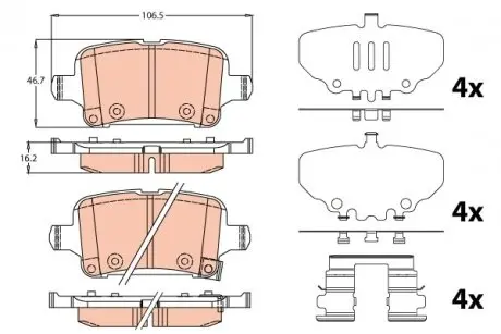 Комплект тормозных колодок задний, OPEL INSIGNIA B, INSIGNIA B COUNTRY, INSIGNIA B GRAND SPORT 1.5-2.0D 03.17- TRW GDB2184