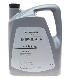 Олива моторна LongLife III FE 0W-30, 5л, 504.00/507.00 VAG GS55545M4